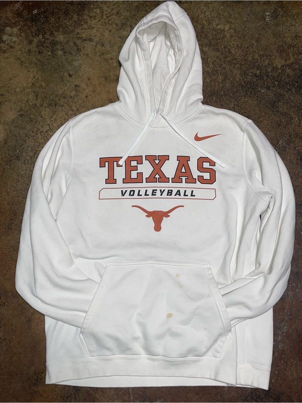 Nike White Crewneck Hoodie with Burnt Orange Texas Volleyball Logo